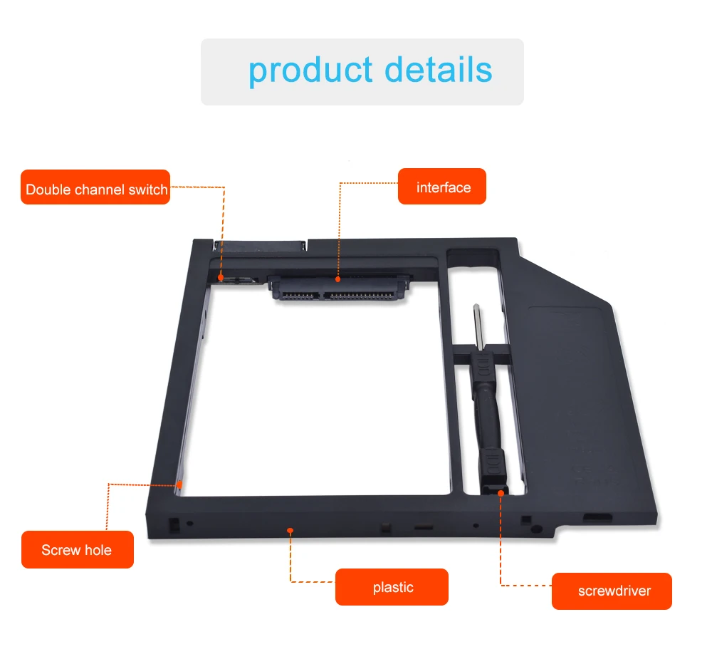 2-й HDD Caddy 9,5 мм SATA III для 2," 7 мм/9 мм SSD чехол HDD корпус для ноутбука CD/DVD-ROM Оптический отсек