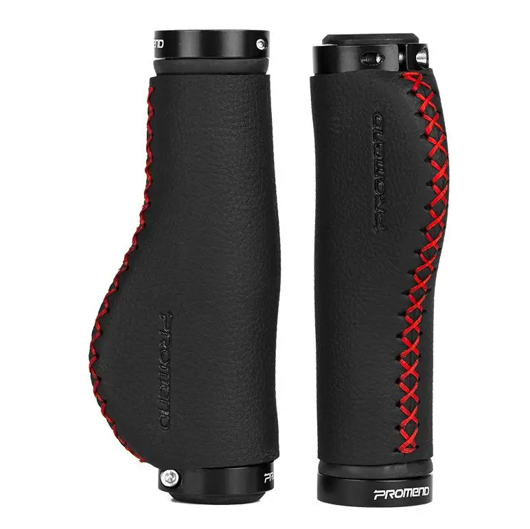 redstyle1 PROMEND велосипедные рукоятки противоскользящие удобные волокнистые кожаные алюминиевые двойные замки противоскользящие рукоятки для руля - Цвет: redstyle1