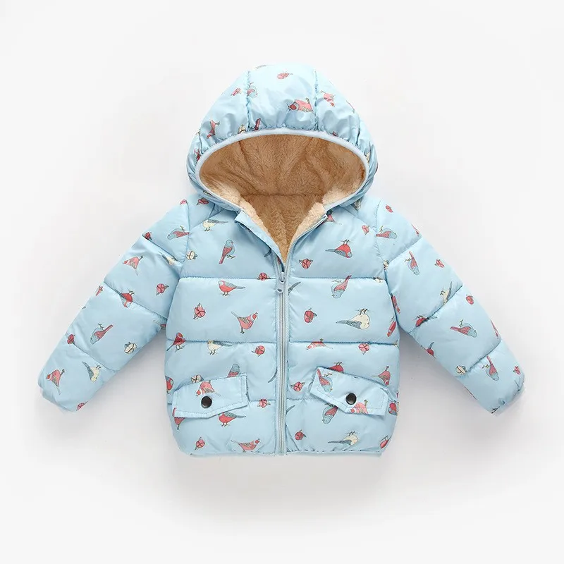 CROAL chery/верхняя одежда для детей; флисовое пальто; зимние куртки для маленьких девочек; пальто; теплые детские парки; плотная детская одежда с капюшоном - Цвет: Небесно-голубой