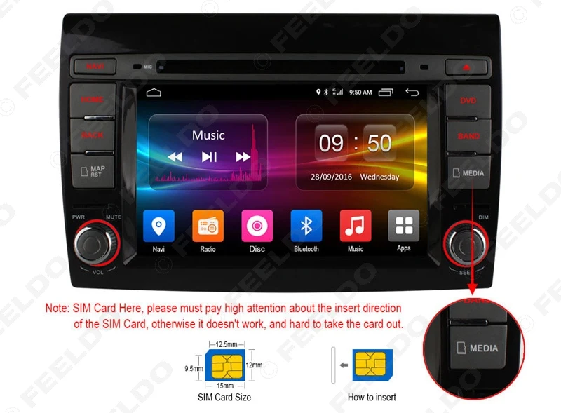 Perfect FEELDO 7"  Android 6.0 (64bit) DDR3 2G/32G/4G LTE Octa Core Car DVD GPS Radio Head Unit For Fiat Bravo(2007~2012) #2456-F4 21