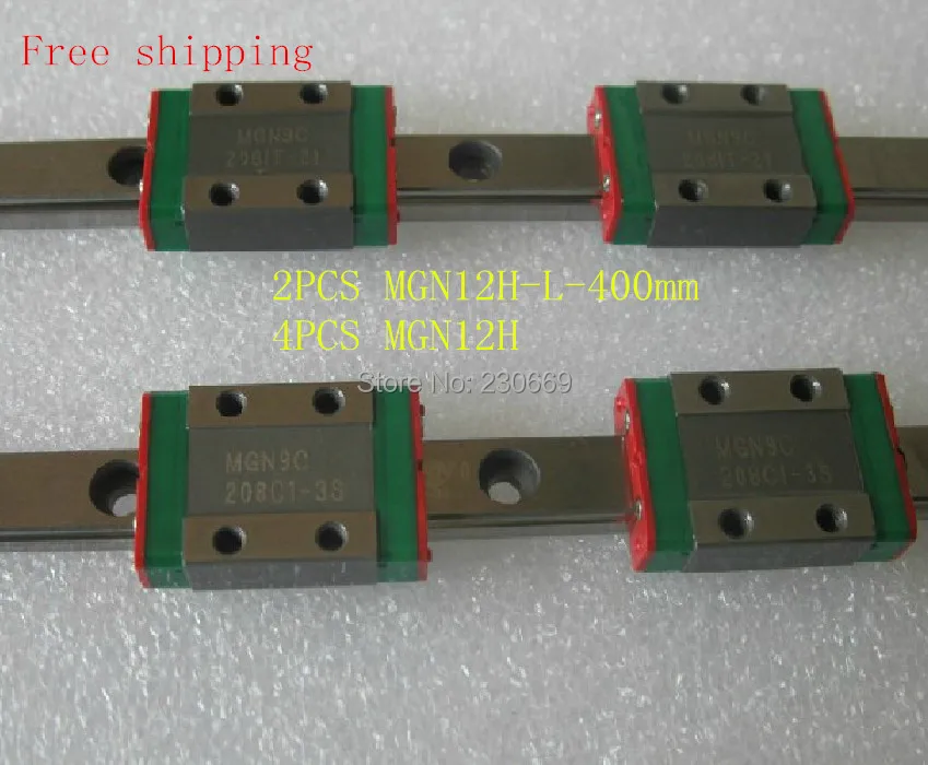 

Free shiping for 2pcs 12mm Linear Guide MGN12H L= 400mm linear rail way +4pcs MGN12H Long linear carriage