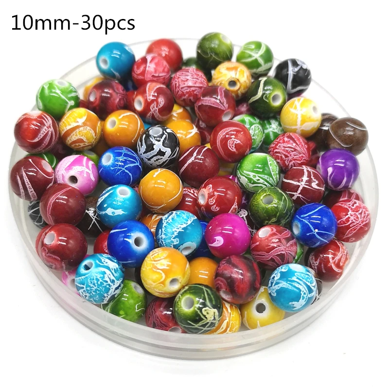 Acrylic Beads 6mm-20mm Round Shape Beads Jewelry Making Multicolor Loose Bead DIY Accessory #YKL28-35