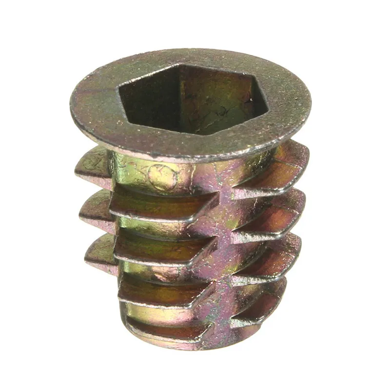 10 PCS Zinc Alloy Hex Drive Head Screw Insert Nut Threaded For Wood