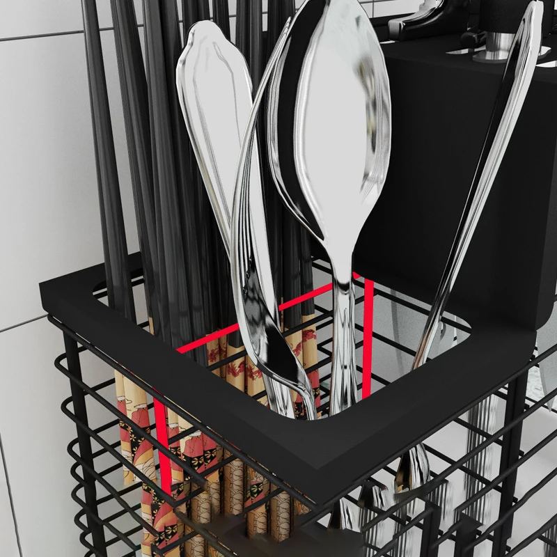 Stainless steel hanging knife rack reinforced chopstick cage fork shelves spoon holder kitchen supplies cutlery organizer