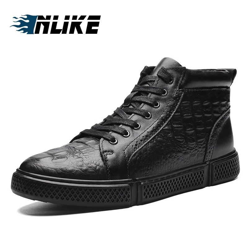 INLIKE/мужские ботинки из натуральной кожи, зимняя рабочая обувь, мужские ботильоны, мужские ботинки, высокие кроссовки