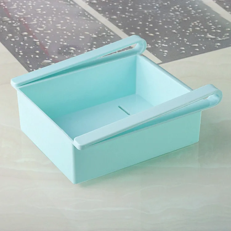 Креативный кухонный холодильник ящик для хранения свежей спейсер слой стеллаж для хранения выдвижные ящики свежая Сортировка Органайзер подвесная корзина - Цвет: Blue 16.5x15.5x7cm