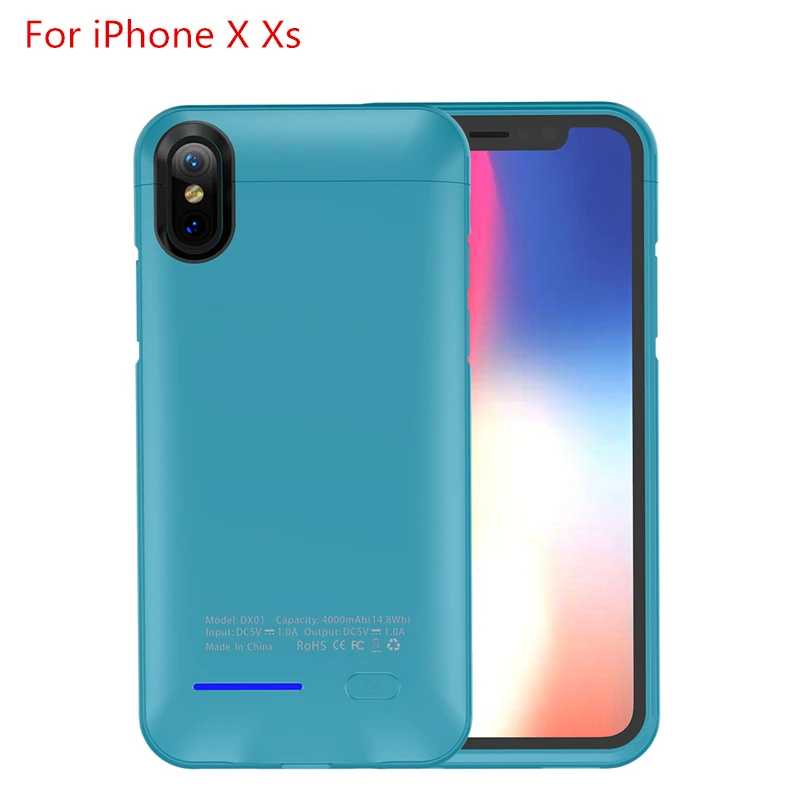 Чехол для iPhone X XR XS Max, 4000 мА/ч, внешний аккумулятор, зарядное устройство, чехол для iPhone SE 5, 5S, 6, 6 S, 7, 8 plus, чехол - Цвет: For iPhone X Xs