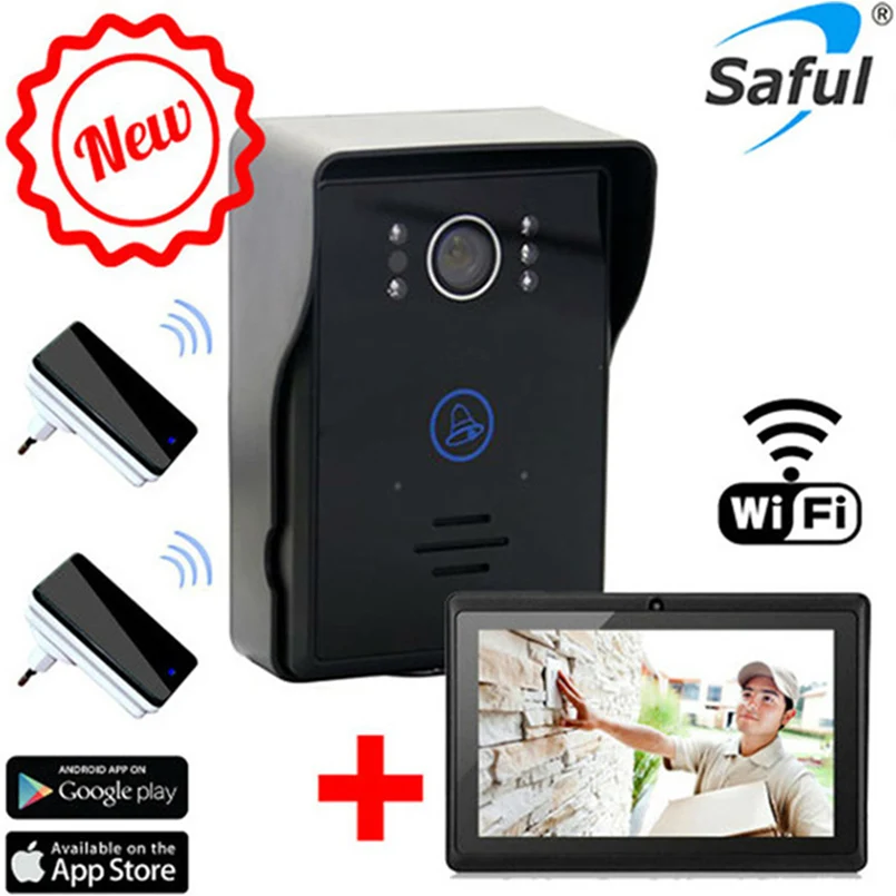 

Saful Wireless Touch Video Intercom Motion Detect Wifi Video Door Phone support Mobile APP with receiver&tablet Video Doorbell
