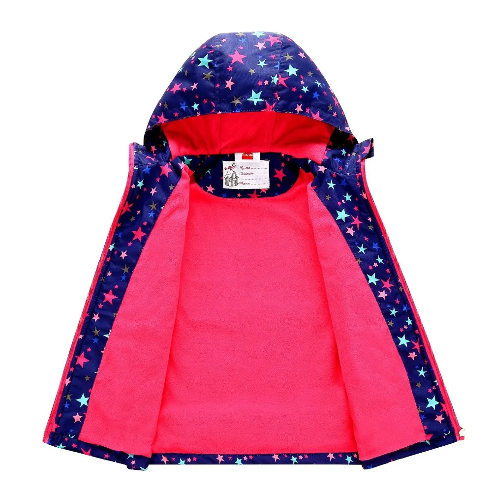 Новые весенне-осенние детские Куртки ветрозащитные водонепроницаемые куртки для маленьких девочек двухслойные флисовые куртки для девочек
