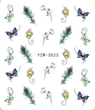 Наклейки для ногтей на выбор, цветные цветы, роза, валентинка, вода, полное покрытие, наклейки для дизайна ногтей, амулеты - Цвет: YZW-3023