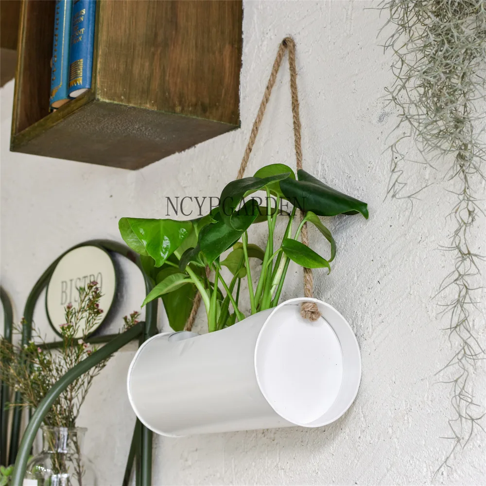 Подвесной горшок с железом и веревкой современные суккулентные горшки для кактусов декоративный дисплей цветочный горшок