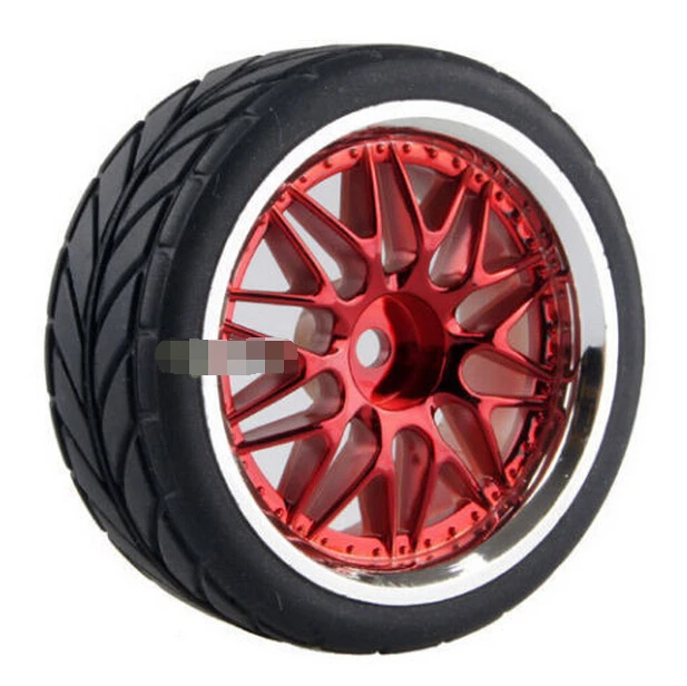 4pcs RC Flat Racing Tires Tyre Wheel Rim Fit HSP HPI 1:10 On-Road Car 6031-8010