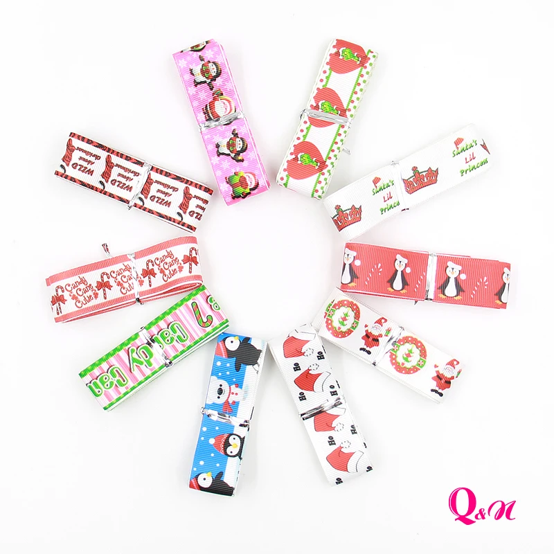 

wm 7/8inch 22mm mix ribbon 10 item christmas series 1yards/roll grosgrain ribbon