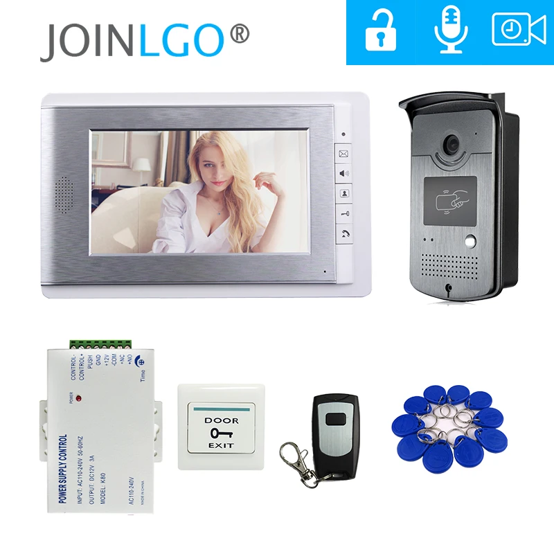FREE SHIPPING Brand New Wired 7 inch Video Door Phone Intercom System With RFID Access Doorbell Camera + Remote Control In Stock |