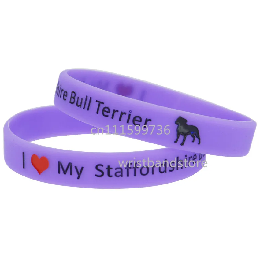 1 штука силиконовый браслет с надписью I Love My Staffordshire Bull Terrier 5 цветов|wristband|wristband
