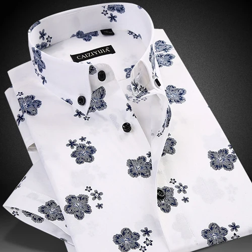 CZYJ6491 Caiziyijia летний стиль с коротким рукавом Camisa Masculina цветочное модное платье с рисунком рубашка Повседневная Хлопковая мужская одежда - Цвет: CZYJ6491