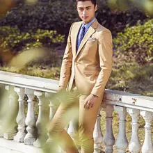 Хаки мужские свадебные костюмы для жениха смокинги для шаферов модные Custome Homme Terno Masculino высокого качества(куртка+ брюки+ галстук+ носовые платки