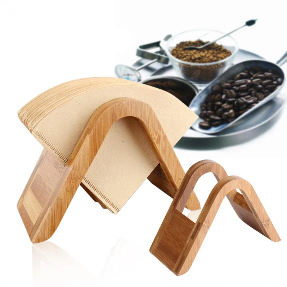 

Bamboo Wood Coffee Filter Holder Dispenser Filter Paper Rack Display Shelf Storage 100pcs Filtering Paper Storage Rack Stand
