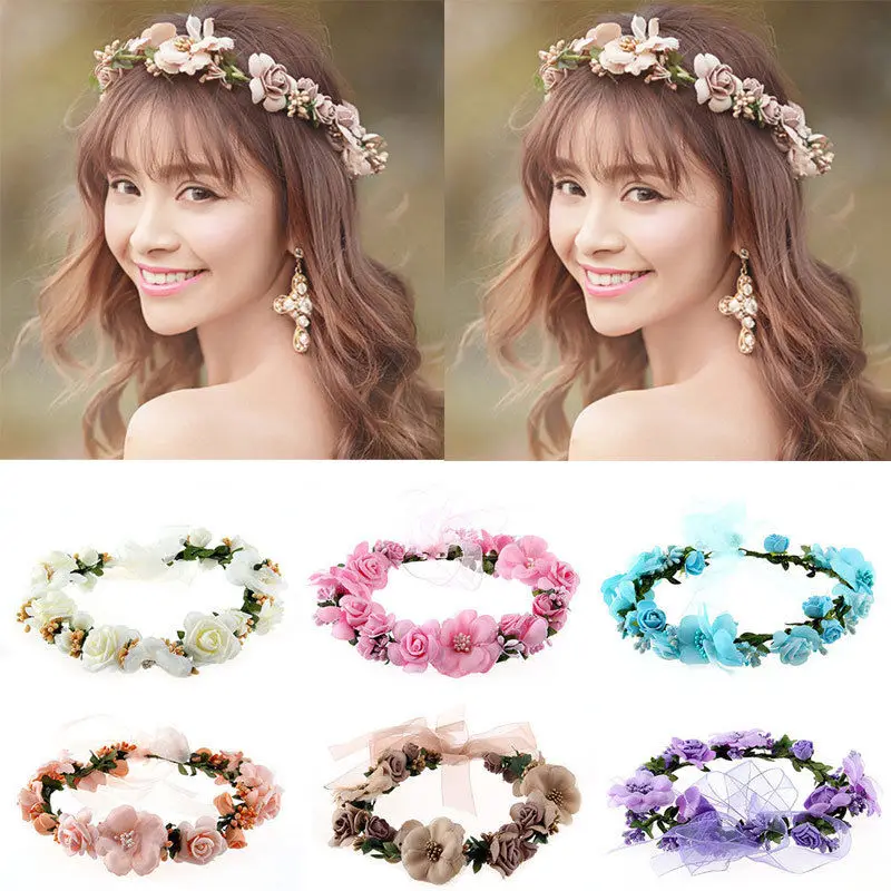 Women Girl Boho Flower Floral Hairband Headband Wreath Party Bride