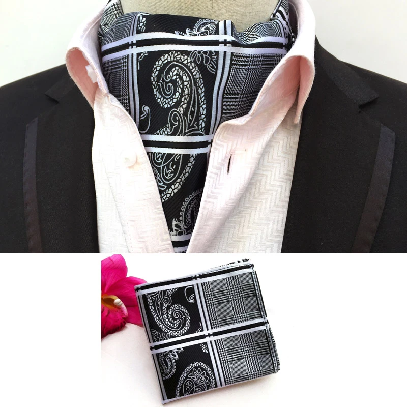 mens infinity scarf 2 Pcs/Set Stylish Men Formal Scarf Set Fashion Plaids Paisley Pattern Scarves with Handkerchief head wraps for men
