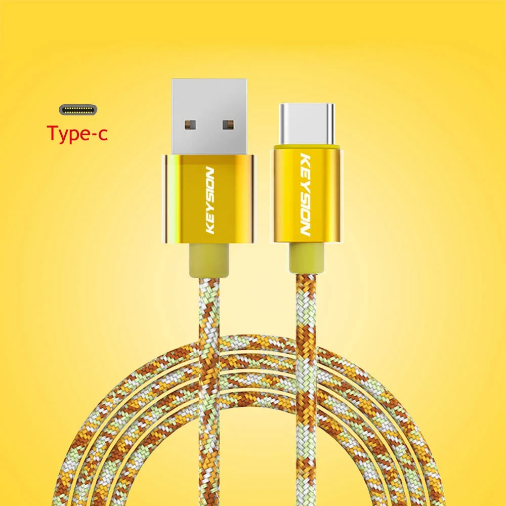 KEYSION usb type-C кабель для samsung A50 A70 Быстрая зарядка type C мобильный телефон зарядный провод USB-C кабель для Xiaomi mi9 Redmi note7 - Цвет: Оранжевый