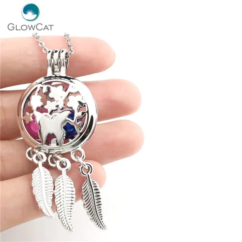 K732 Sliver Flowe Dream Catcher Charms Pearl Cage Aroma Stainless Steel Chain K732 Sliver Flowe Dream Catcher Charms Pearl Cage Aroma Stainless Steel Chain