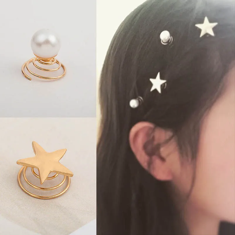 Golden Alloy Star Spring Clips Screw Hair Accessories for Women &amp Children |