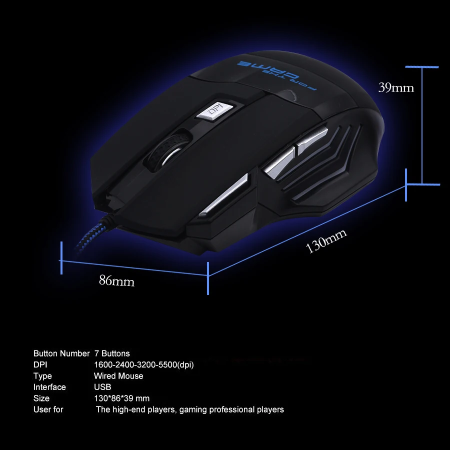 Проводная игровая мышь FASTDISK с 7 кнопками 5500 dpi светодиодный оптический USB геймер