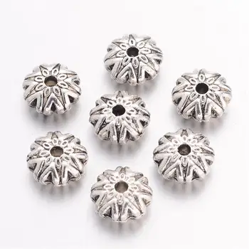 

Flower Tibetan Style Zine Alloy Beads, Cadmium Free & Lead Free, Antique Silver, 9x4.5mm, Hole: 2mm