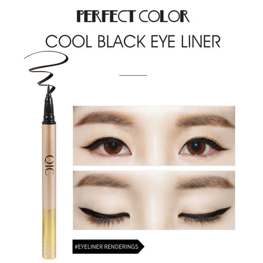 QIC Brand New Black Waterproof Liquid Eyeliner Pencil Long Lasting Smooth Eye Liner Pen Beauty Make Up Tool Eye Marker Cosmetics