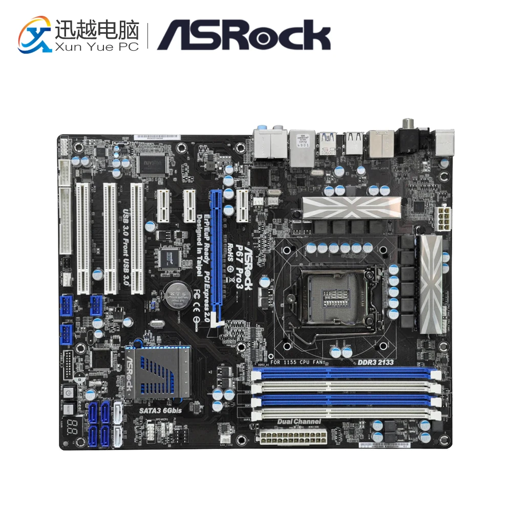 

Asrock P67 Pro3 Desktop Motherboard P67 Socket LGA 1155 i3 i5 i7 DDR3 32G USB3.0 ATX