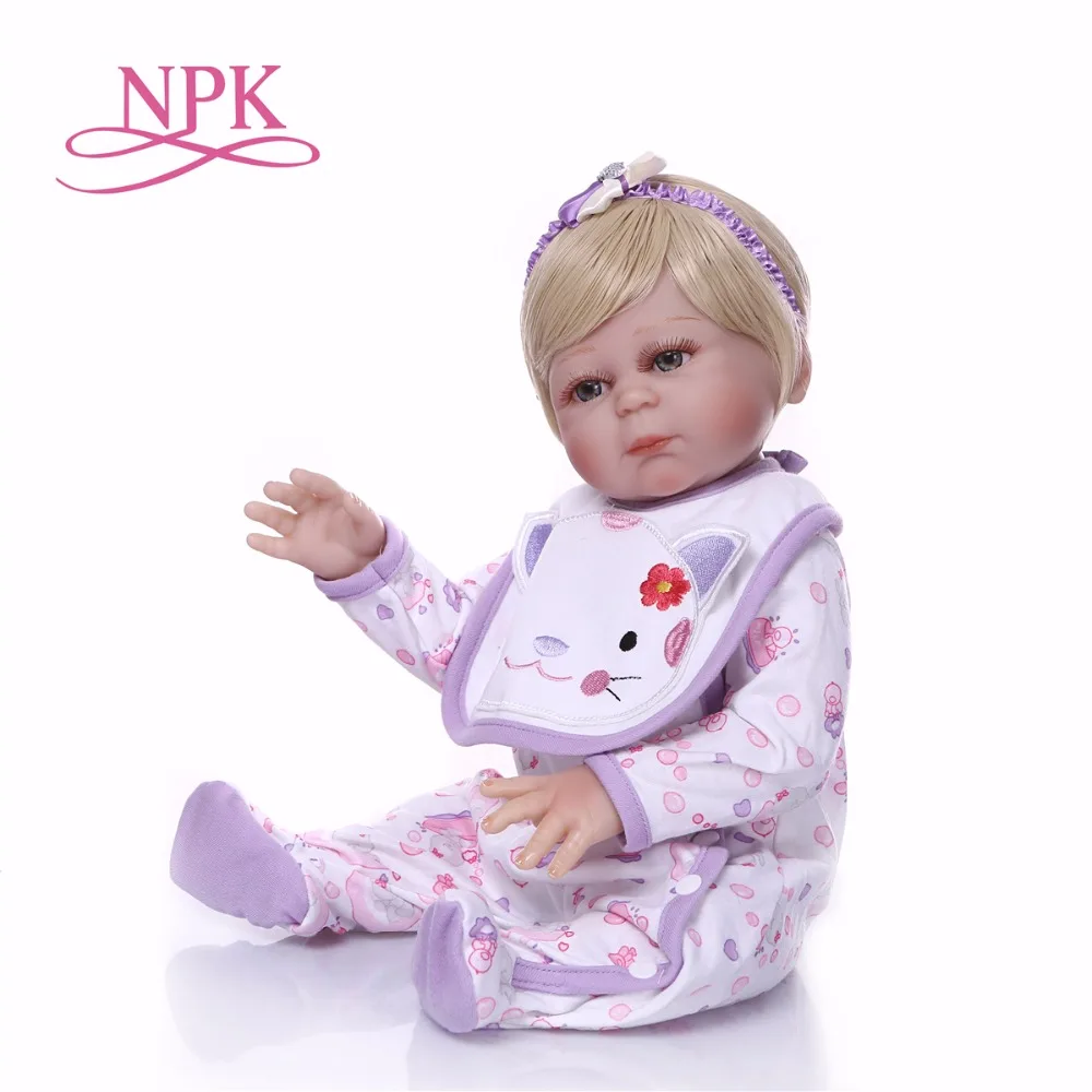 Силиконовая кукла реборн NPK с фиолетовым сердцем 19 дюймов Реалистичные модные