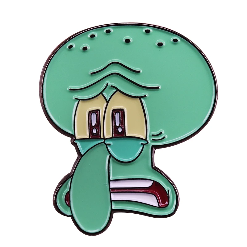

Squidward dab badge Spongebob meme pin cute cartoon brooch pop culture accessory