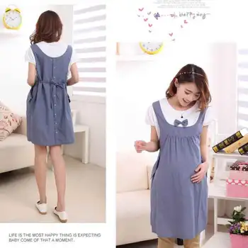 

Pregnancy Dress New 2016 Summer Cotton Bow Short Sleeve Casual Maternity Dresses For Pregnant Women Nursing Clothes YFQ003