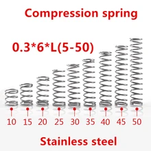 50 шт./лот 0,3*6*5/10/15/20/25/30/35/40/45/50 мм весна 0,3 мм из нержавеющей стали, микро маленькая Пружина сжатия