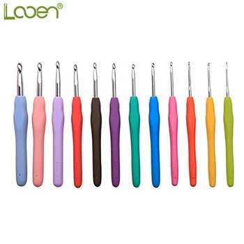

Looen 12pcs Crochet Hooks Mix 2.0MM-8MM Soft Grip Handle Crochet Needle Set Yarn Craft Kit Knitting Accessory For Women Mom Gift