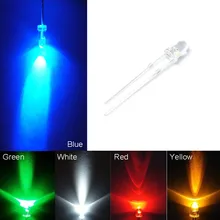 50 шт./лот 3 мм светодиодный комплект смешанных цветов красный зеленый желтый, синий, белый светодиод супер яркие лампочки светодиодные лампы круглый