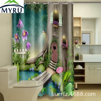 

MYRU Cartoon Dream tree house 3D printing waterproof shower curtain unique shower curtains bathroom curtain