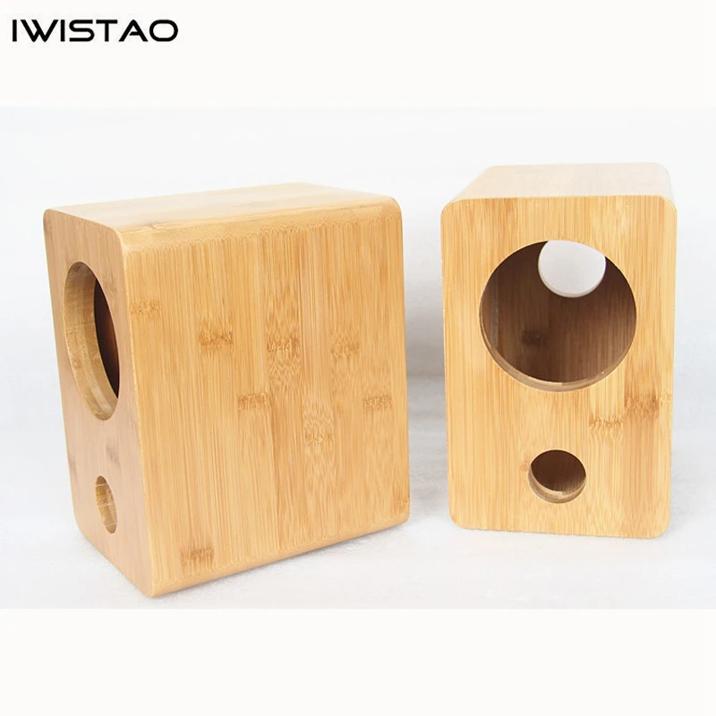 IWISTAO HIFI 4 Inches Full Range Speaker Empty Cabinet Inverted 1 Pair Finished Bamboo Wood for Tube Amplifier