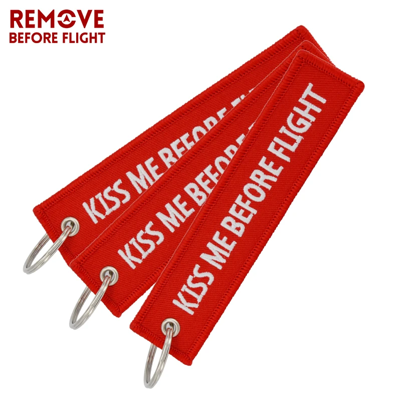 Kiss Me Before Flight Key Chain Label Red Embroidery Key Ring Special Luggage Tag Chain for Aviation Gifts Car Keychain Jewelry (10)