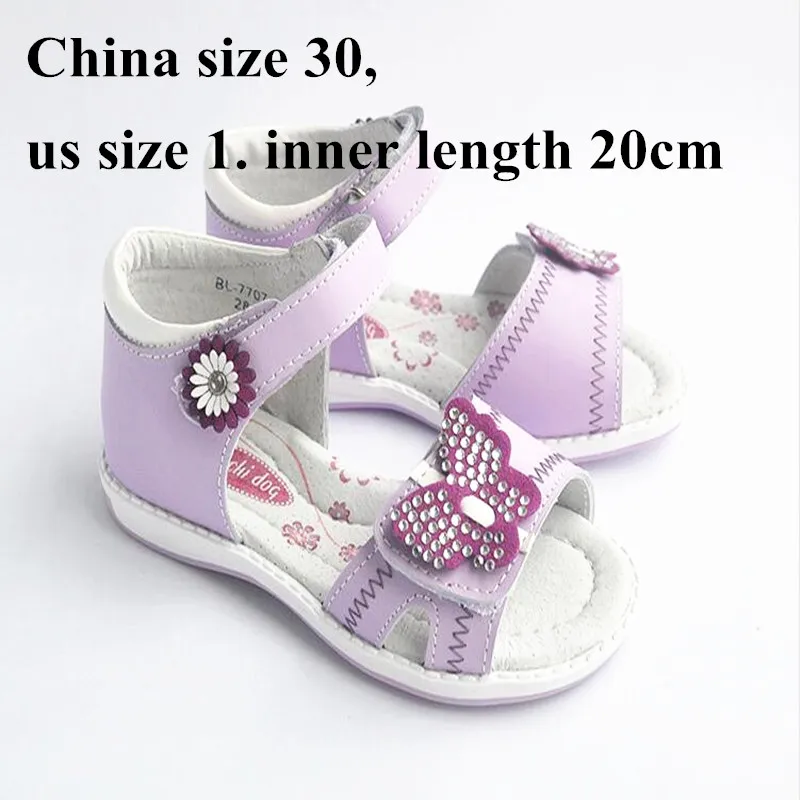 Модные новые белые и фиолетовые Детские ортопедические сандалии из натуральной кожи для девочек, 1 пара внутренняя длина 17,2-20,7 см обувь наивысшего качества - Цвет: Пурпурный