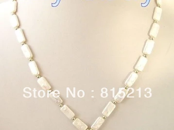 

N953 White Oblong Pearl Necklace % Discount AAA