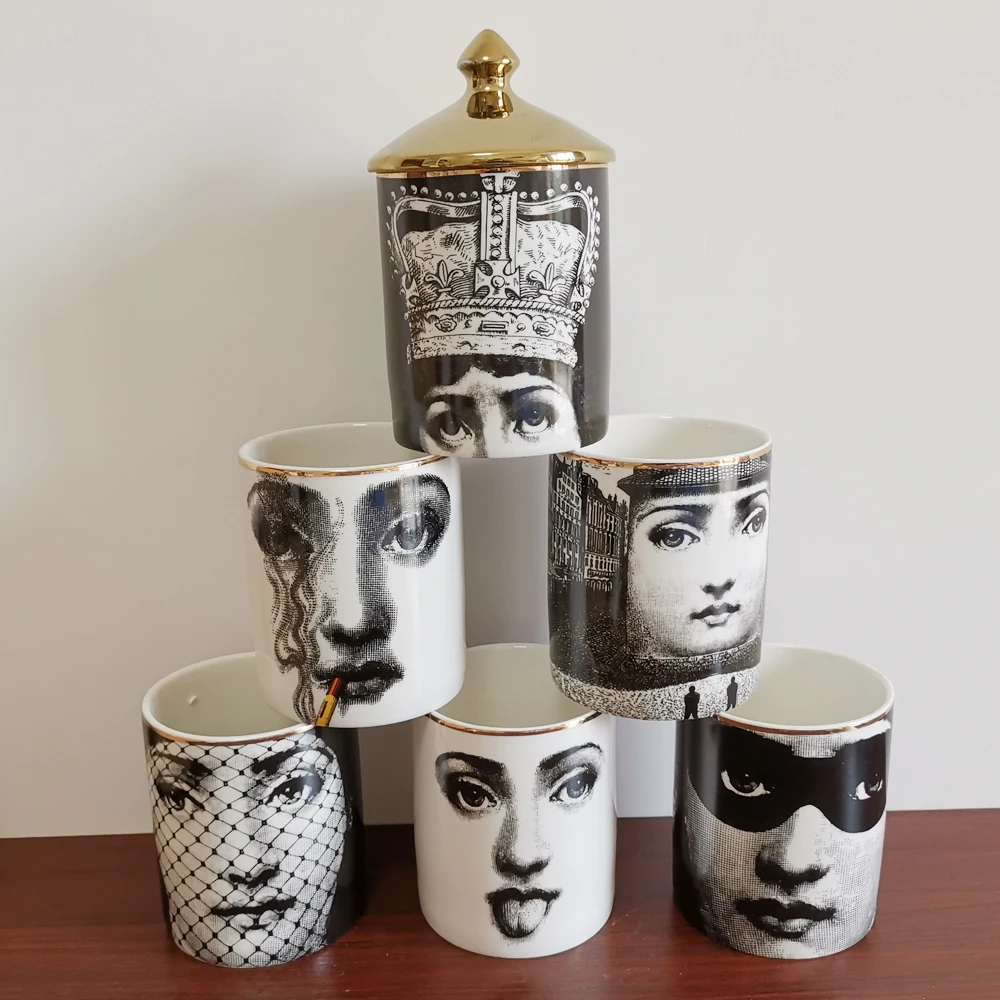 Модный домашний декор, подсвечник Fornasetti, ювелирное украшение, банка для хранения макияжа, керамические изделия, украшение для дома, держатель для ручек