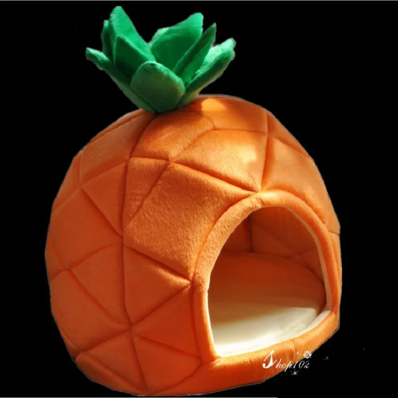 

Pet Cat House Foldable Soft Winter Dog Bed Pineapple Shape Dog House Cute Kennel Nest Dog Warm Cat Bed