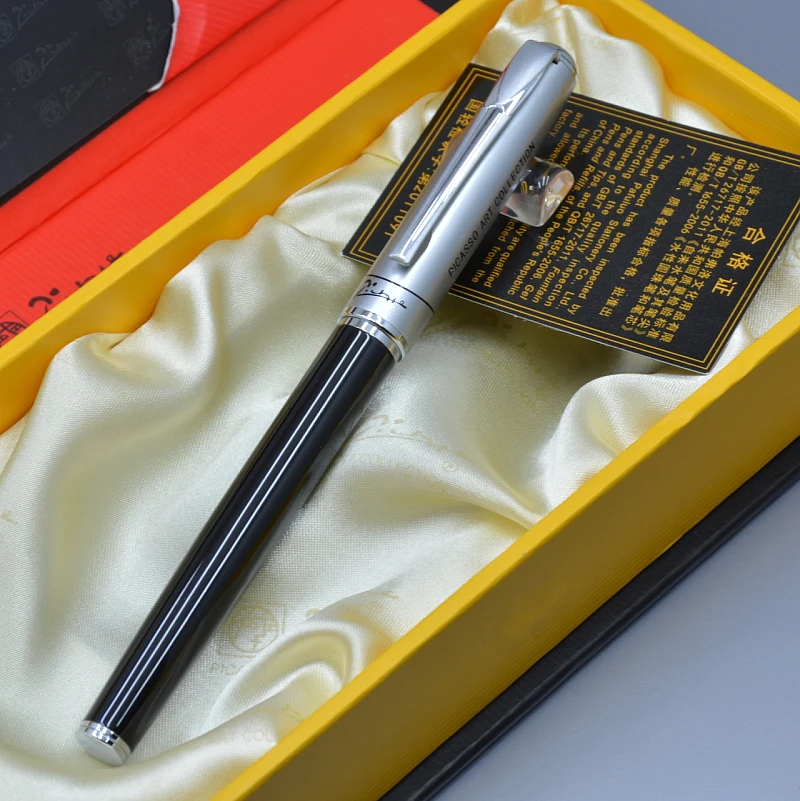 

High quality Picasso 906 black and silver carving Fountain pen with school office stationery writing smooth Luxury ink pen gifts