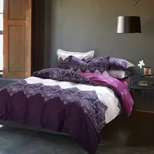 Папа и мима Фиолетовый Комплект постельного белья 4 шт. хлопок пододеяльник набор кровать одеяло большое двуспальное покрывало наволочка постельное белье, простыня набор