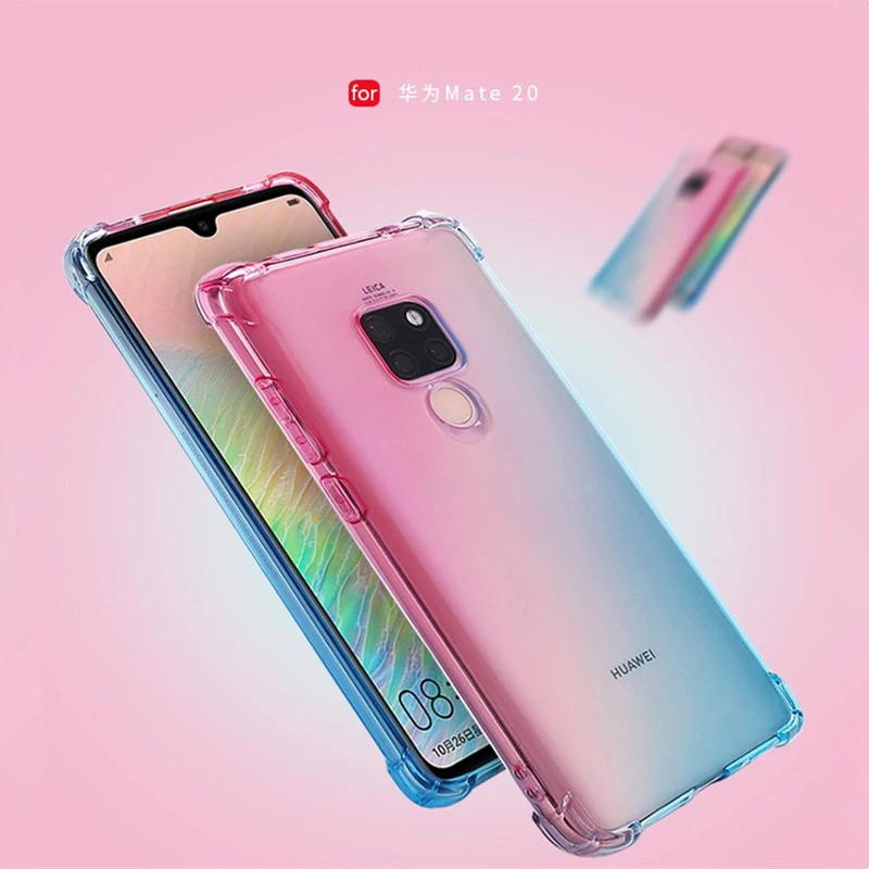 500 шт градиентная воздушная подушка противоударный чехол для huawei P30 P20 mate 30 20 X Pro Lite Nova 5i 5 Y9 Prime Мягкий силиконовый чехол