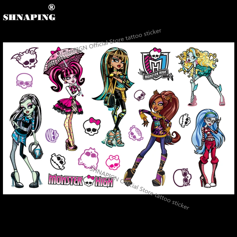 SHNAPIGN Monster High Phantom кукла временный боди-арт флэш тату наклейка 10*17 см Водонепроницаемая хна поддельная стильная Татуировка наклейка