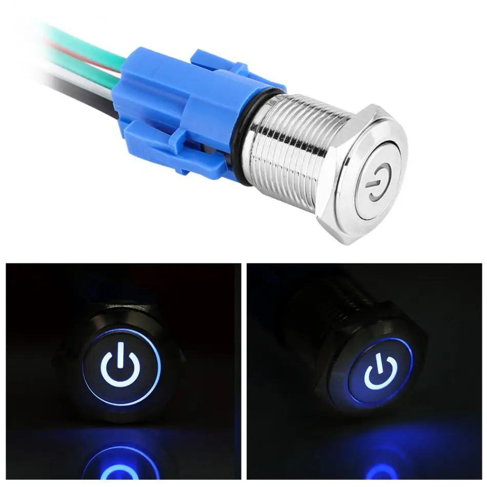 1-Set-16mm-12V-Blue-LED-Metal-Push-Button-Toggle-Switch-Socket-Plug-for ...