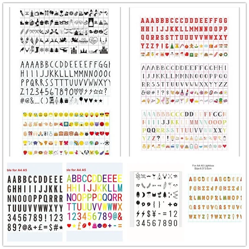

Ten Kinds Of Cinema Lightbox Letters&Numbers & Symbols For A4 A5 LED Lightbox Letters For Holiday Decor
